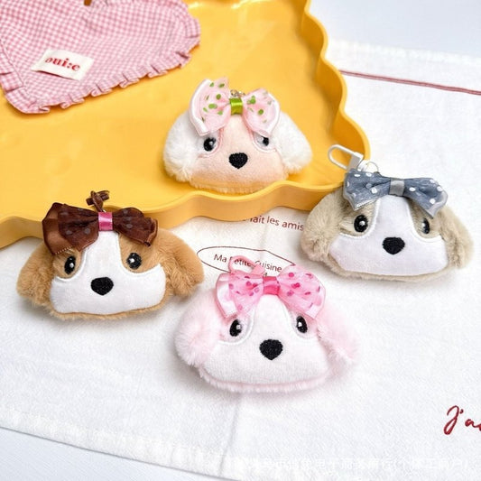 Cute Bow Tie Puppy Plush Toy Keychain