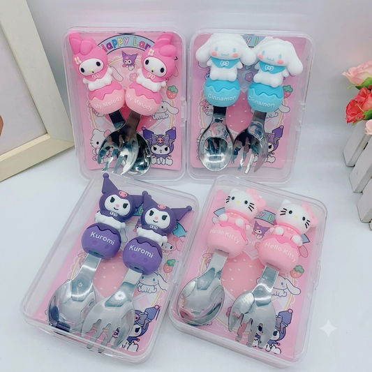 Mini Sanrio Spoon and Fork Set with Case