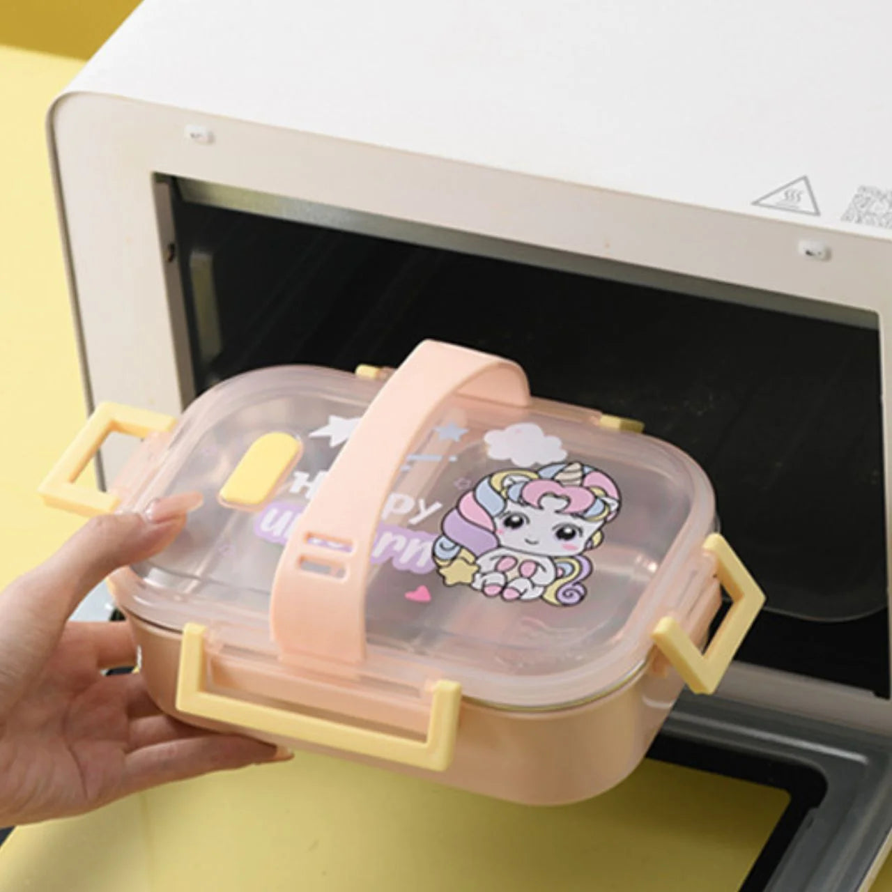 Stainless Steel 2 Compartment Lunch Box with Small Container & Handle