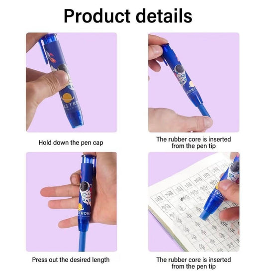 Creative Pencil Eraser | Pen Style Rubber Stick with 2 pcs refill
