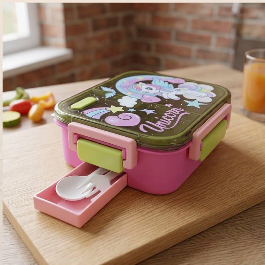 Kids Bento Lunch Box with 3 Compartments, Stainless Steel 700ml