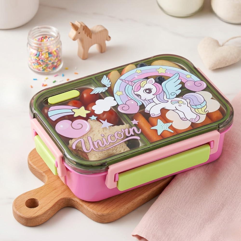 Kids Bento Lunch Box with 3 Compartments, Stainless Steel 700ml