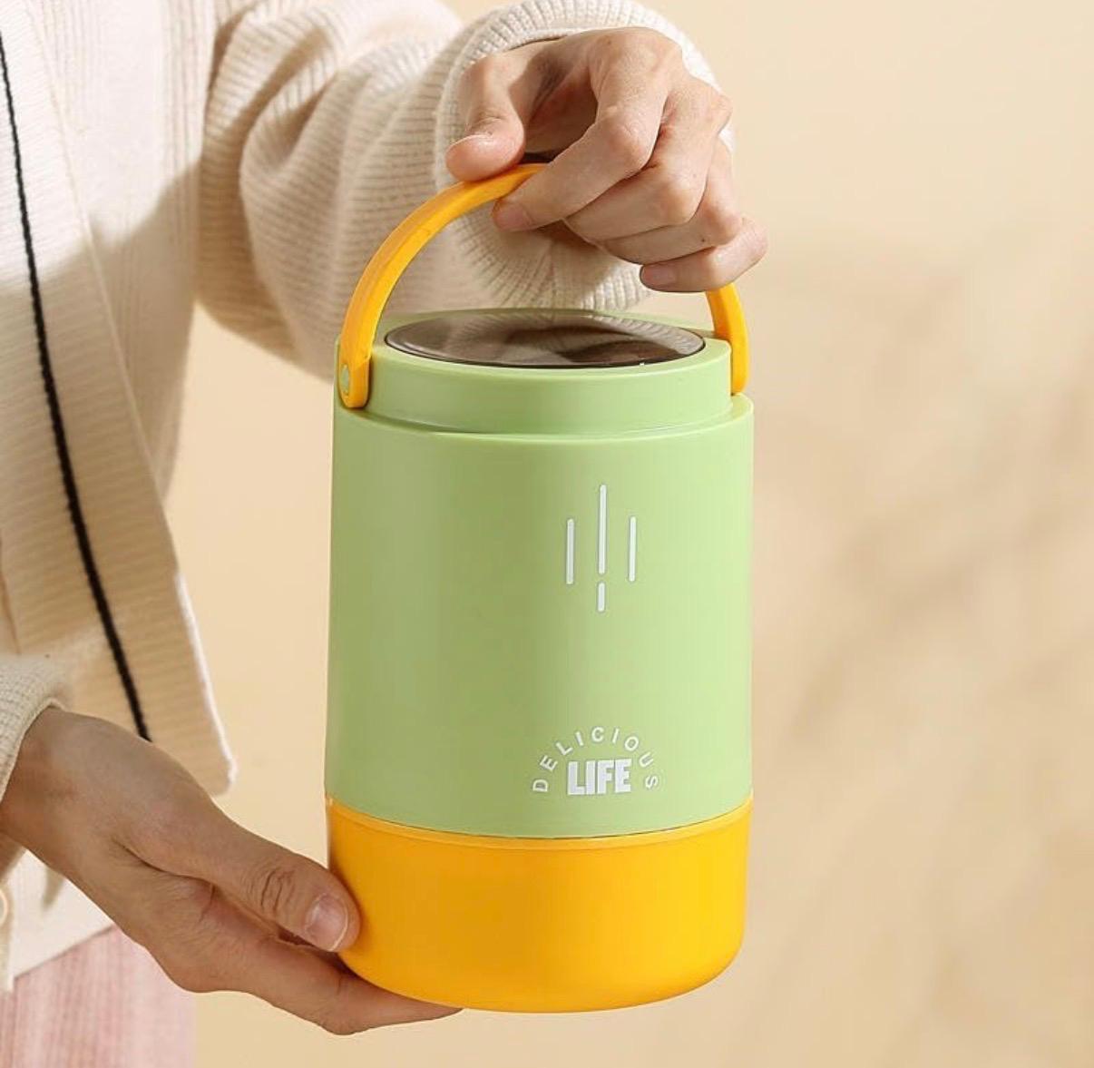 Stainless Steel 3 Layer Lunch Box with Handle & Spoon | Outer Plastic & Inner Steel | Insulation | 900 ML | Portable & Leakproof