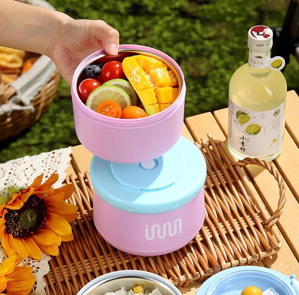 Portable 2 Layer Stainless Steel Lunch Box