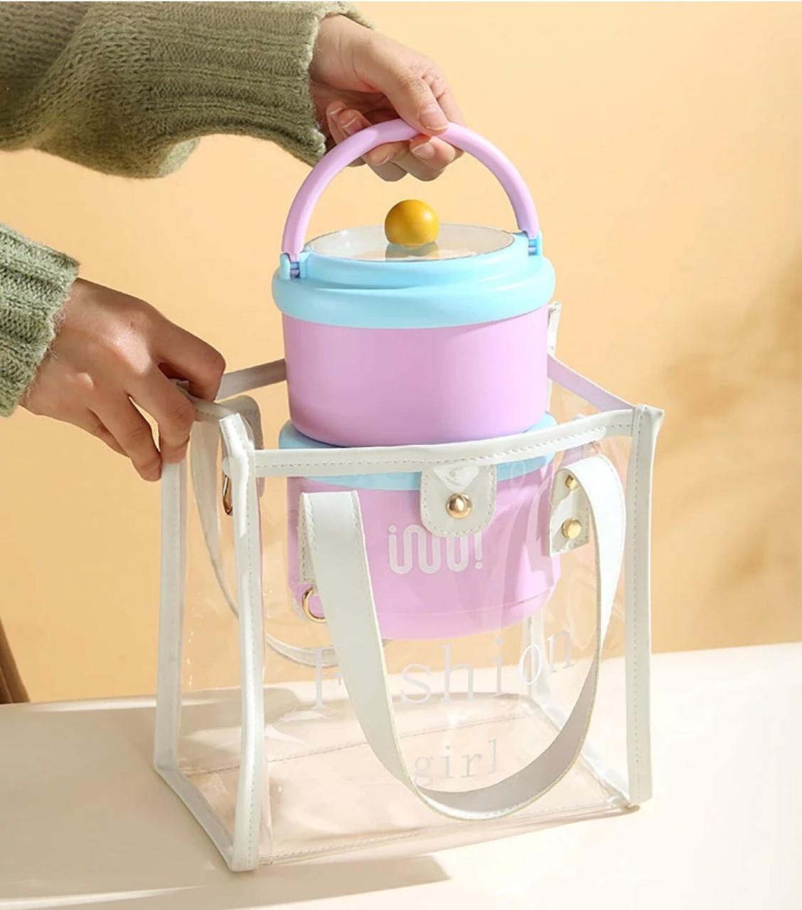 Portable 2 Layer Stainless Steel Lunch Box