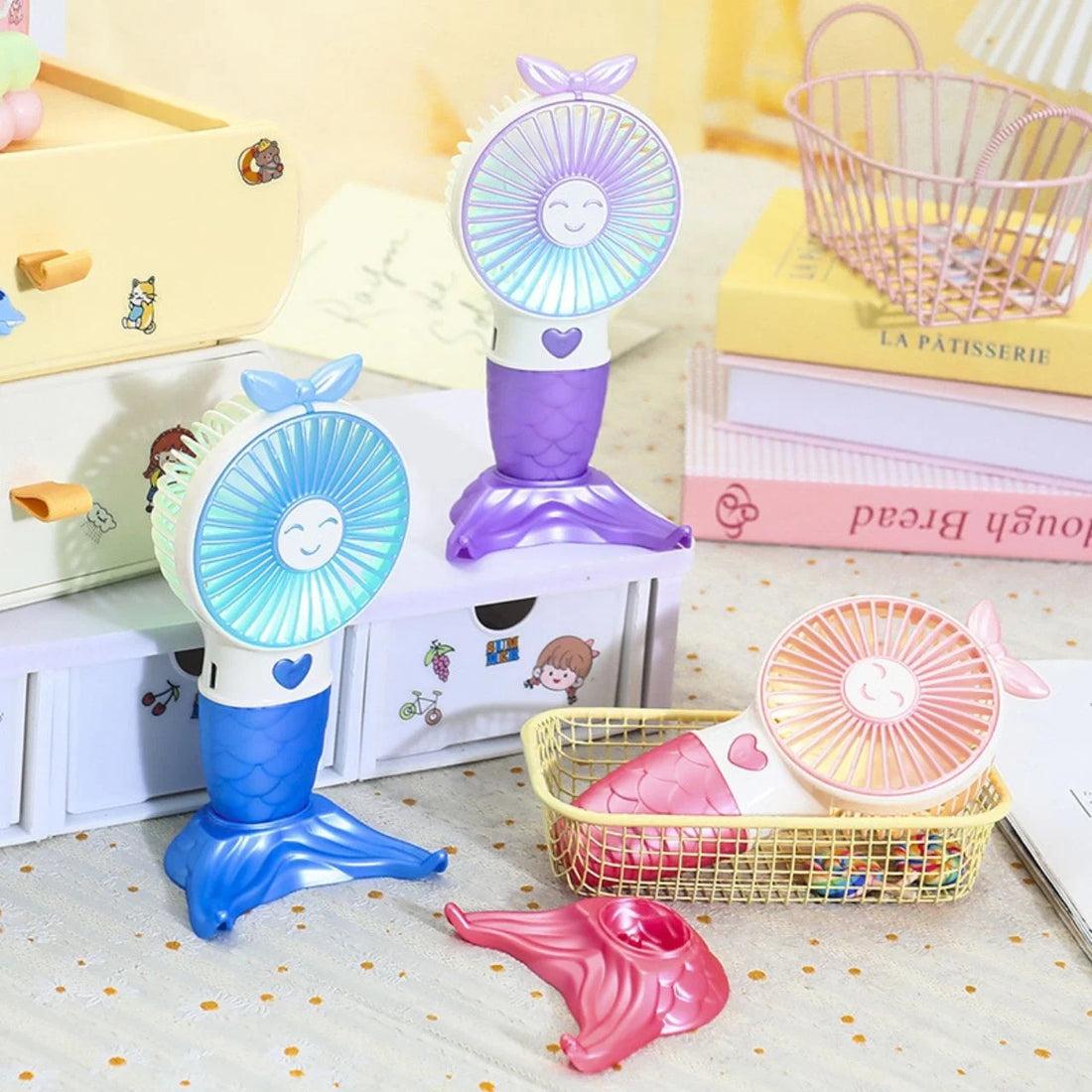 Mermaid Shape Hand Fan with USB Cable
