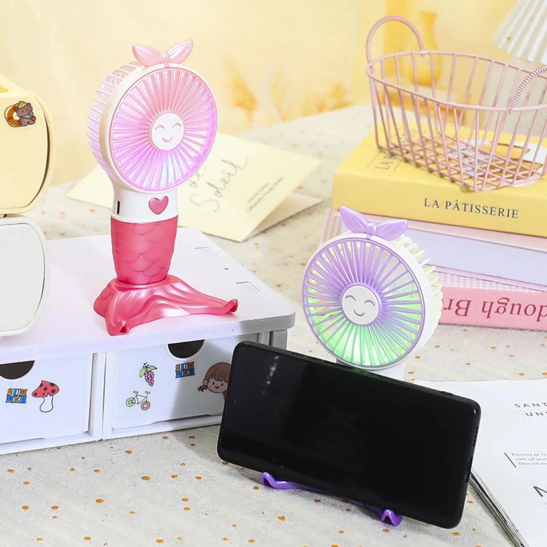 Mermaid Shape Hand Fan with USB Cable
