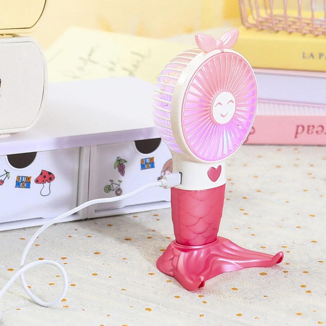 Mermaid Shape Hand Fan with USB Cable