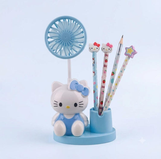 Character Theme Table Fan With Pen Holder