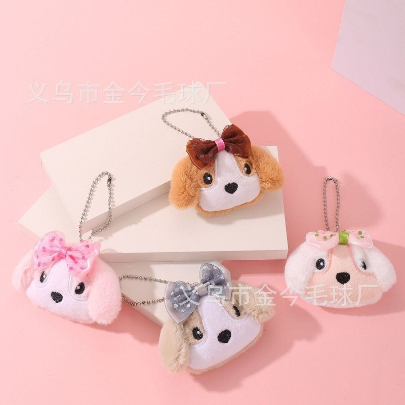 Cute Bow Tie Puppy Plush Toy Keychain